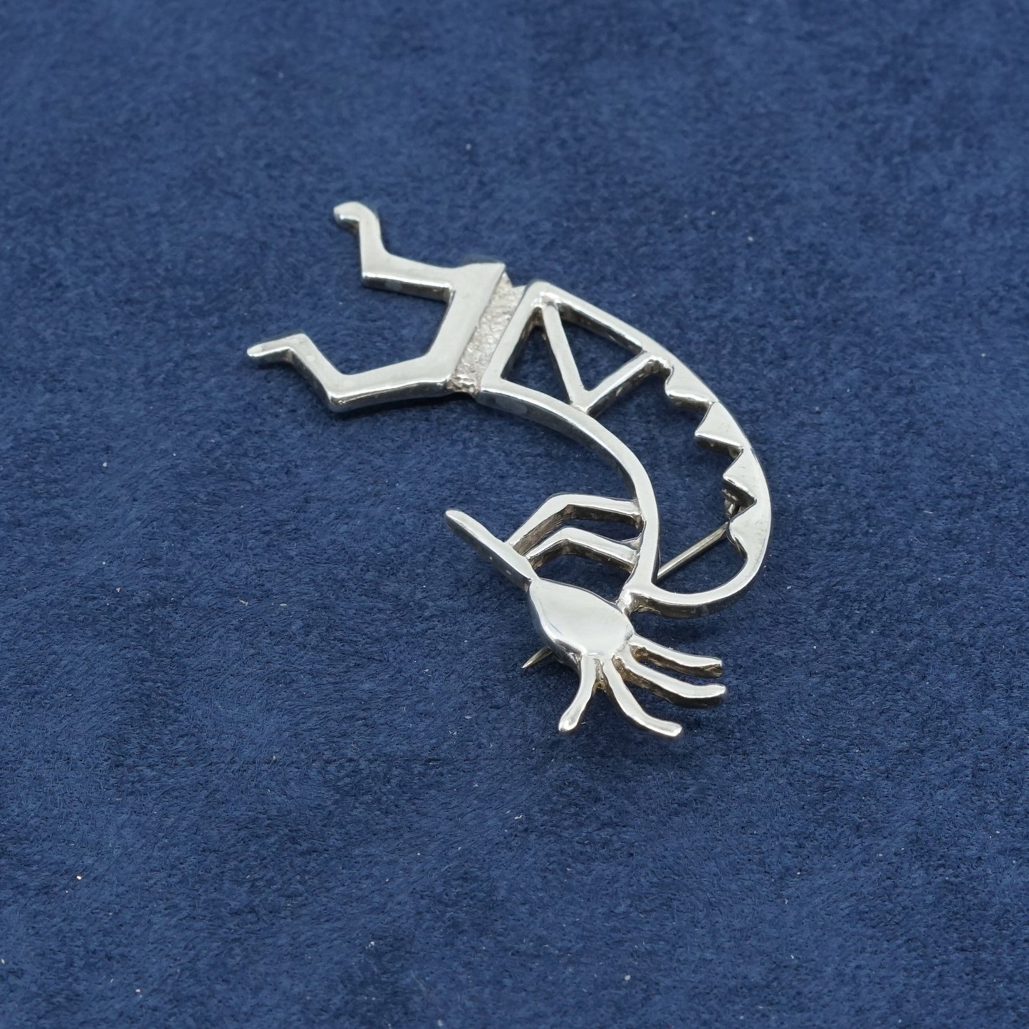 vtg Native American Sterling silver handmade pin, 925 Kokopelli brooch, Navajo