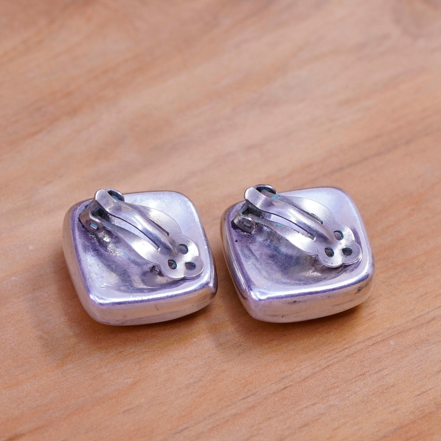 Vintage Mexico Sterling silver handmade earrings, 925 hexagram clip on