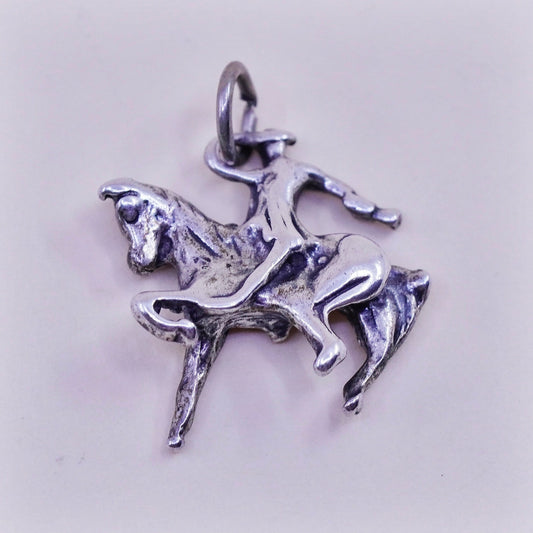 Handmade vintage Sterling silver pendant, 925 riding horse charm