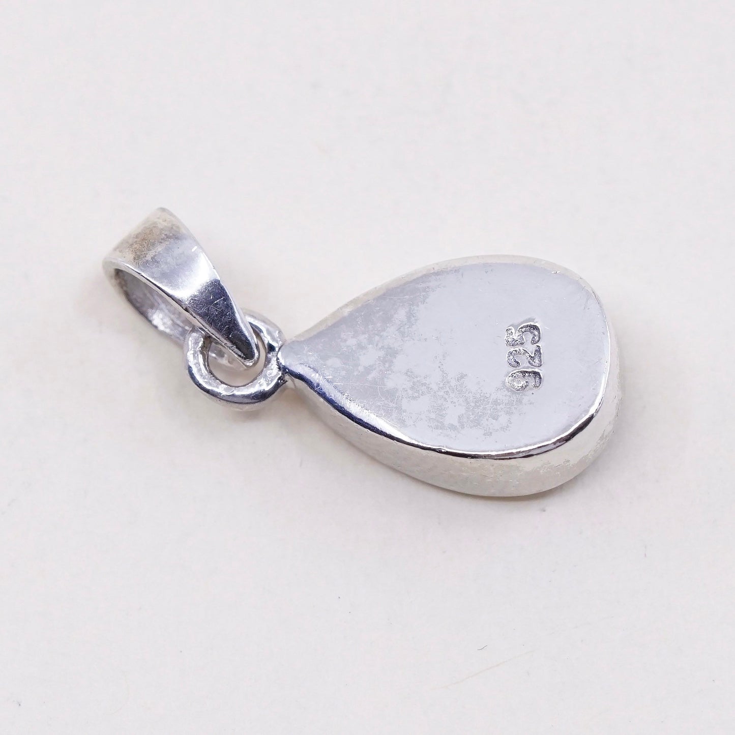 Vintage Sterling silver handmade pendant, 925 teardrop with opal