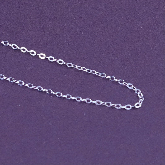 18+2”, 1mm, vintage Sterling silver necklace, 925 flatten circle link chain