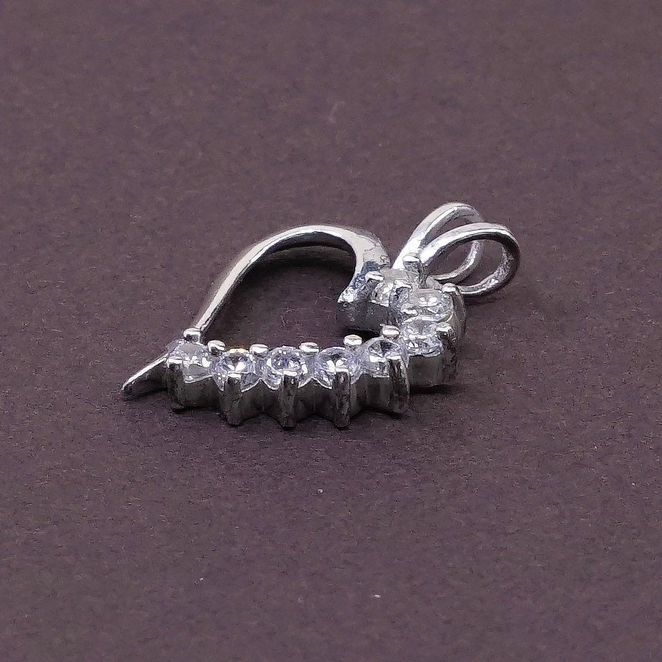 Sterling silver heart shaped pendant, 925 w/ clear Swarovski crystal