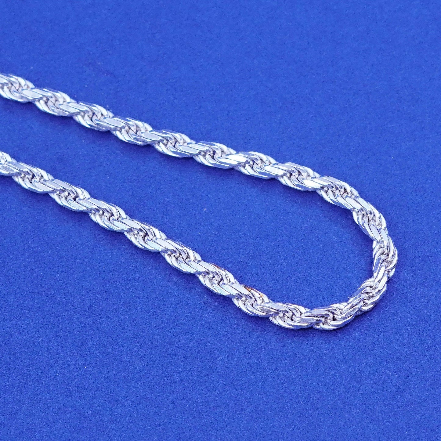 20”, 3mm, vintage Sterling silver handmade necklace, 925 diamond rope chain