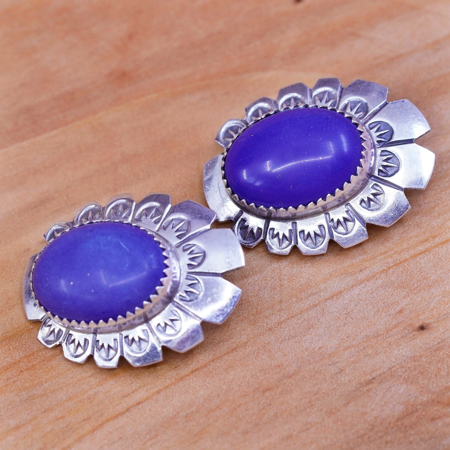 Native American Arthur Platero Sterling silver earrings, 925 lapis lazuli studs