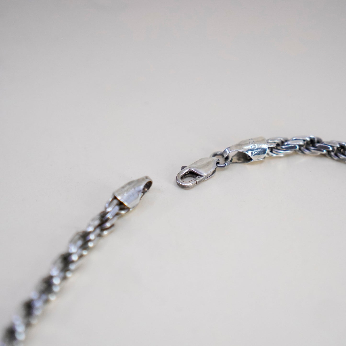 30”, 5mm, vintage Sterling silver necklace, 925 diamond cut rope chain