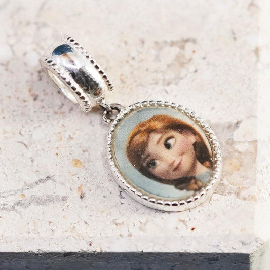 Vintage Sterling silver handmade pendant, 925 Elsa Anna sisterhood charm