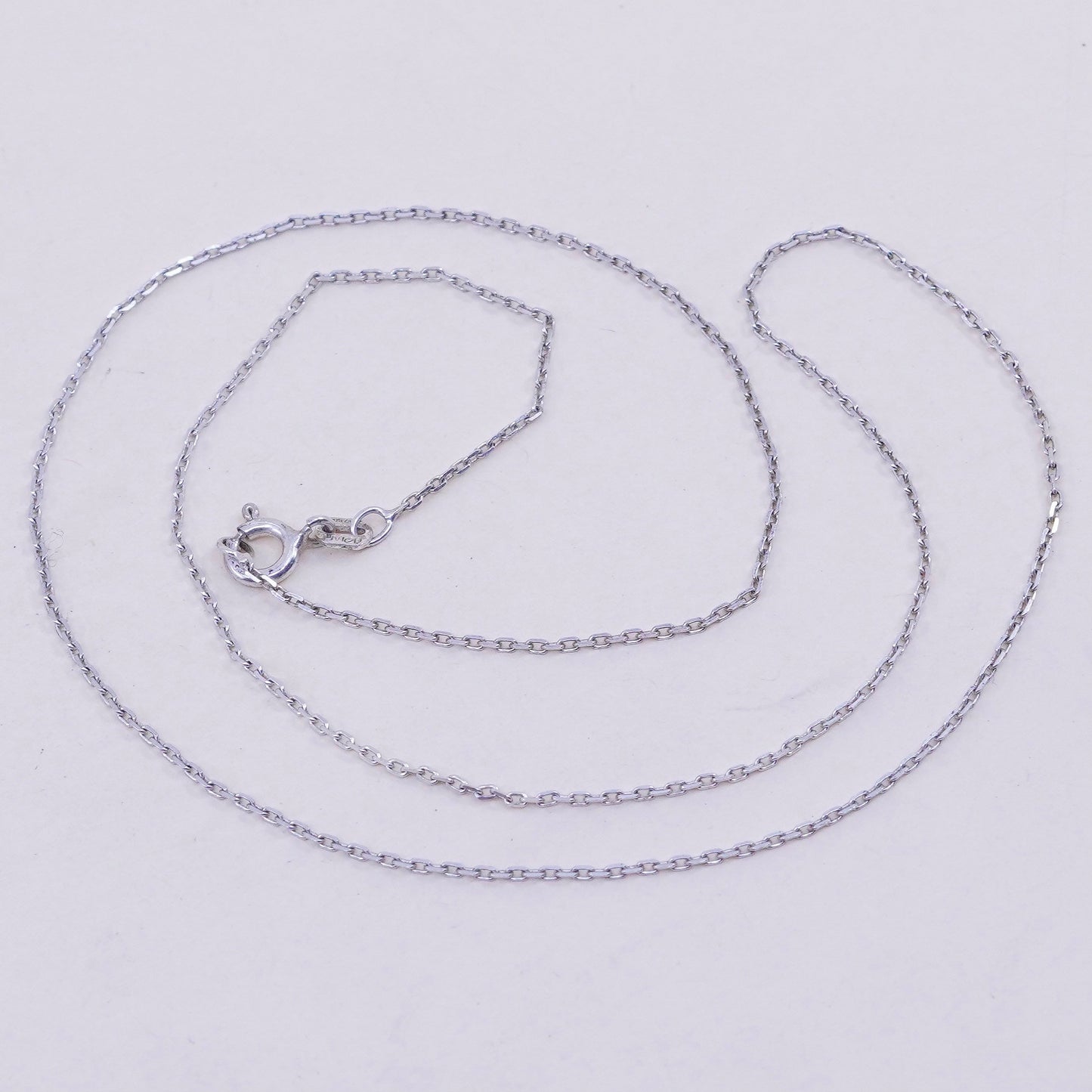 18”, 1mm, Vintage sterling 925 silver oval chain, necklace