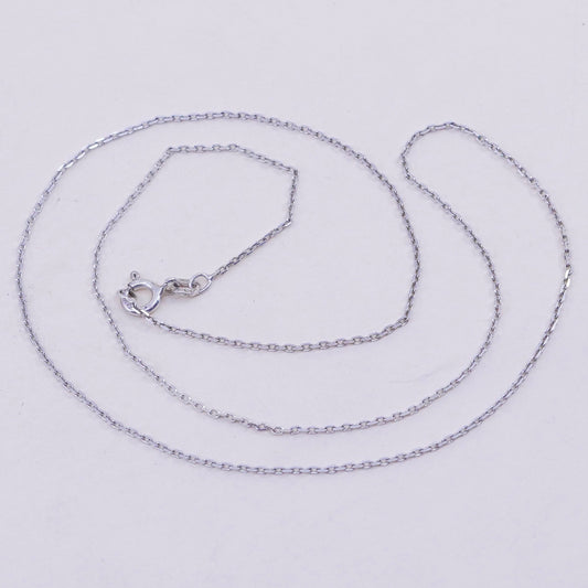 18”, 1mm, Vintage sterling 925 silver oval chain, necklace