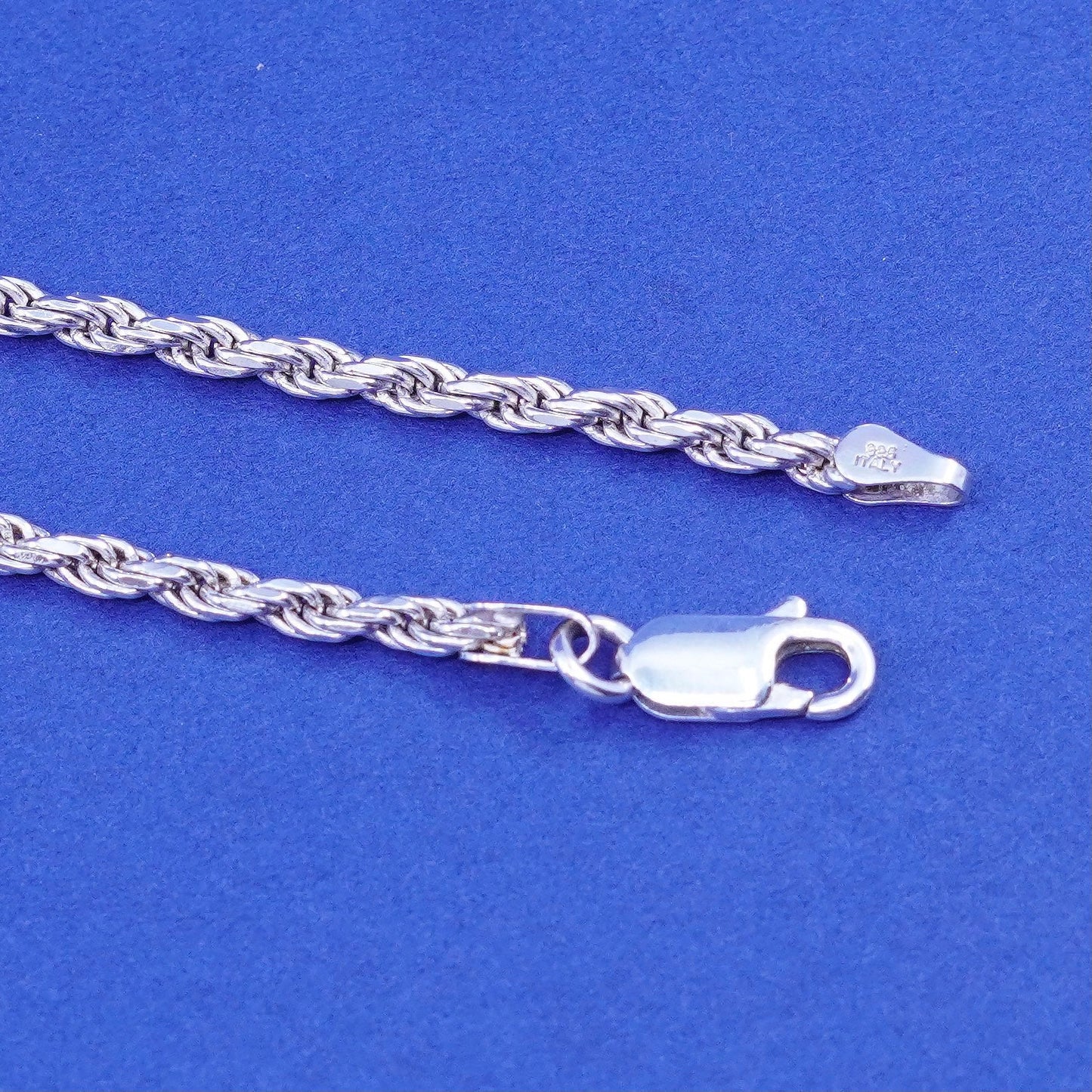 20”, 3mm, vintage Sterling silver handmade necklace, 925 diamond rope chain