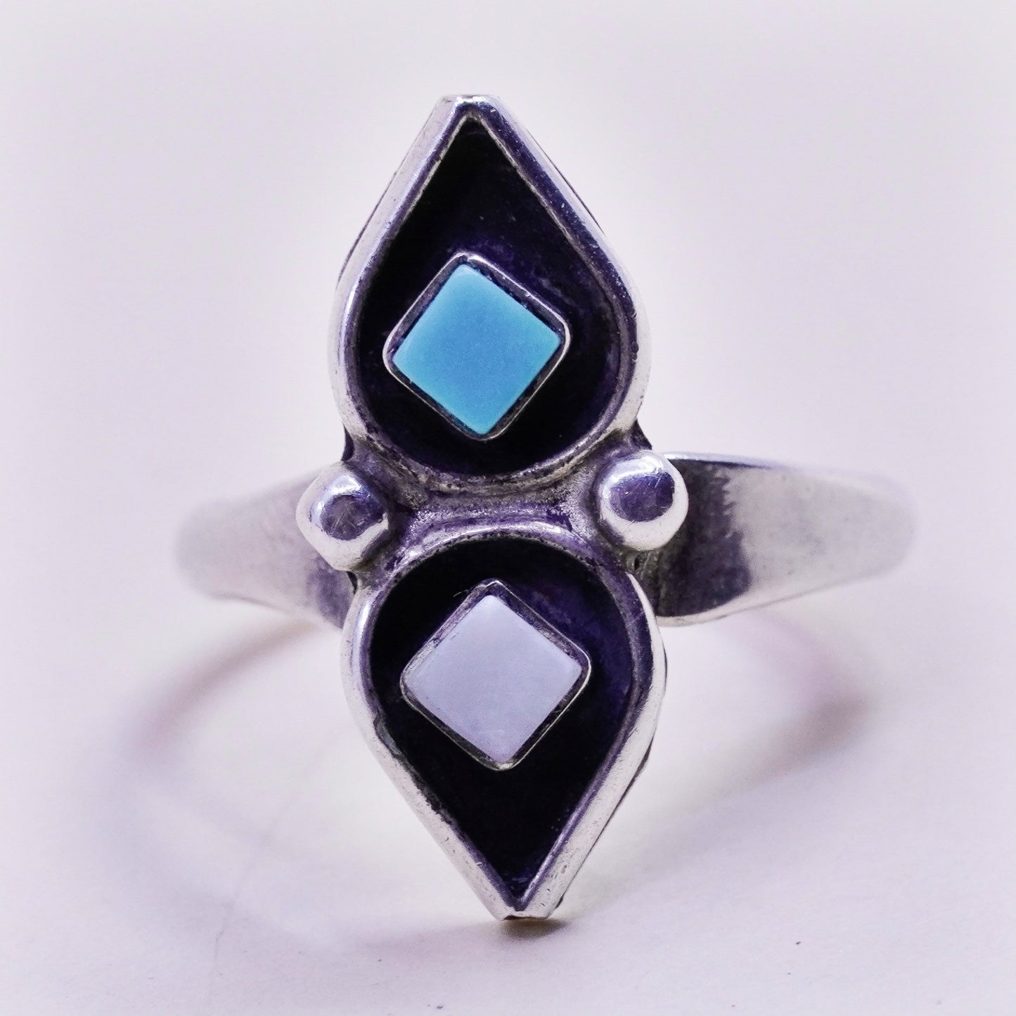 Size 6, Native American Zuni Elliot Gasper sterling 925 silver ring turquoise