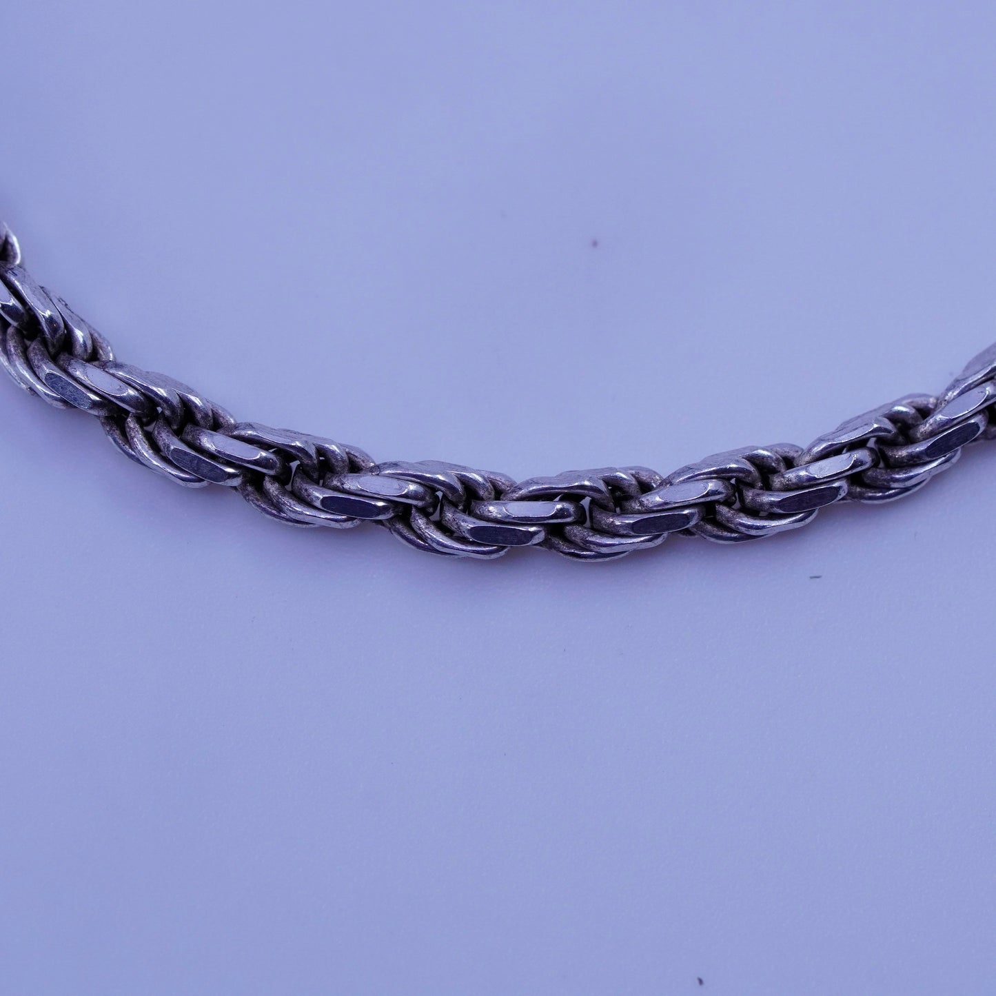8.25”, 3mm, Vintage Italy Sterling 925 silver handmade bracelet, rope chain
