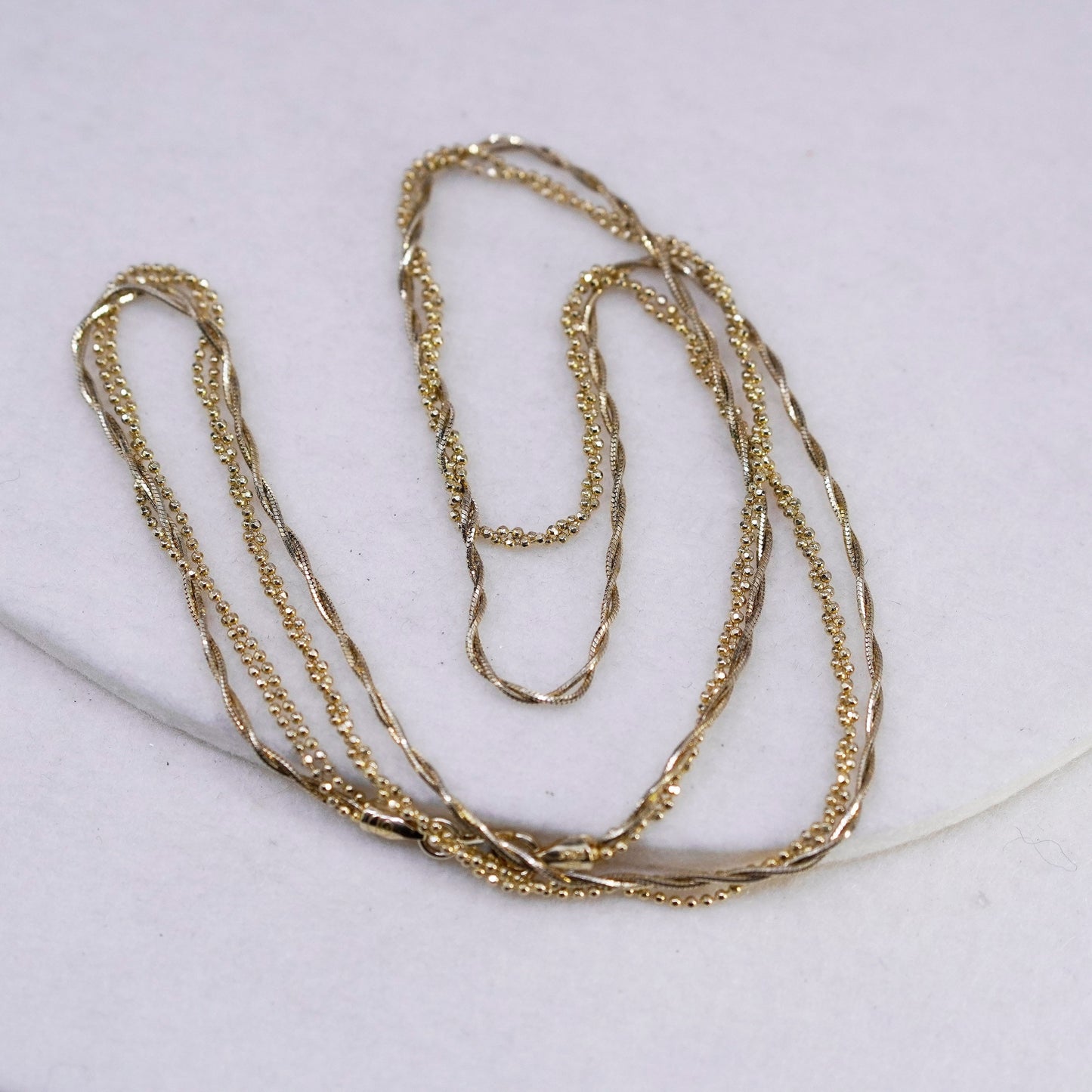 18”, vintage vermeil gold over Sterling 925 silver bead snake chain necklace