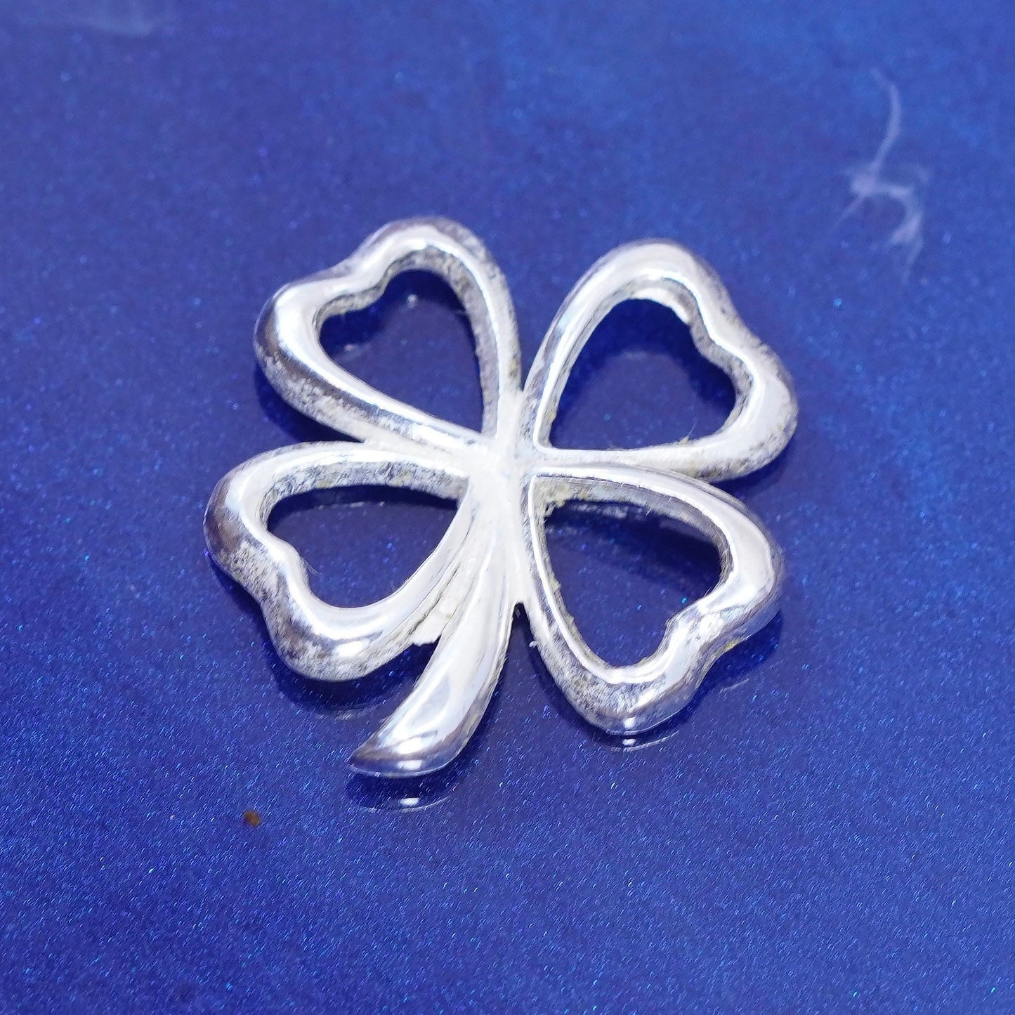 Vintage Sterling 925 silver handmade four leaves lucky clover pendant charm