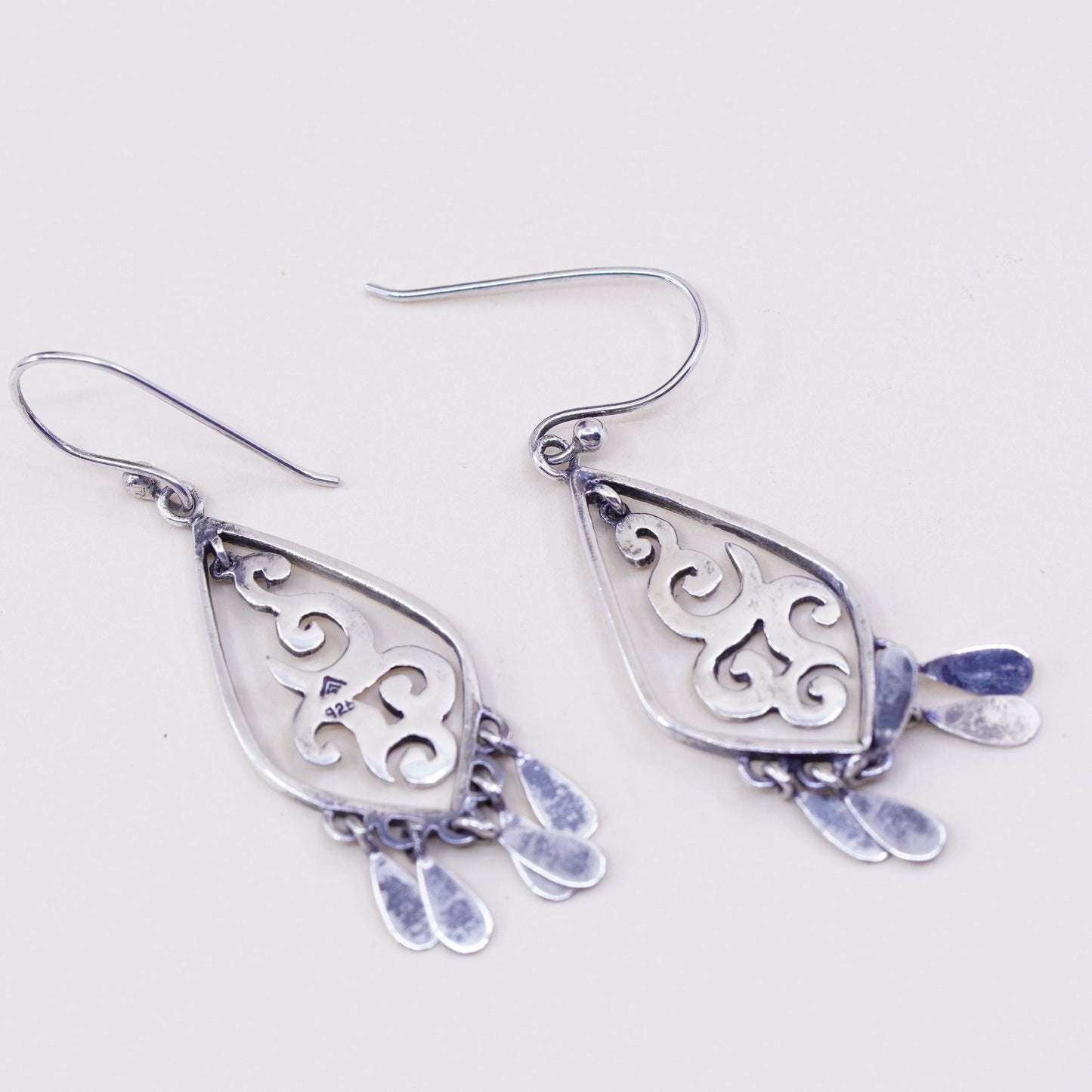 vtg silpada Sterling silver handmade earrings, 925 filigree teardrop dangles