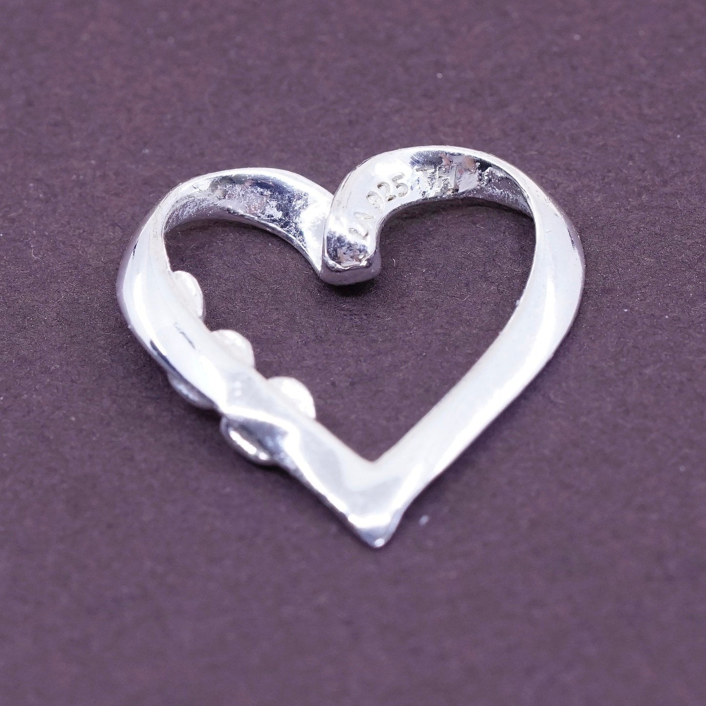 Vintage Sterling silver handmade pendant, solid 925 silver heart shaped pendant