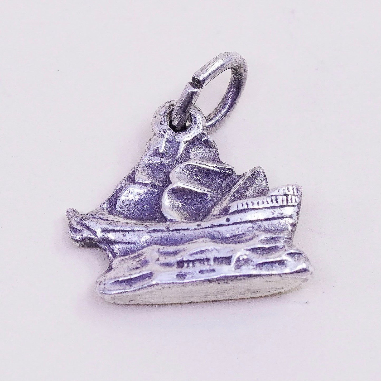 Vintage sterling silver handmade pendant, 925 sailing boat charm