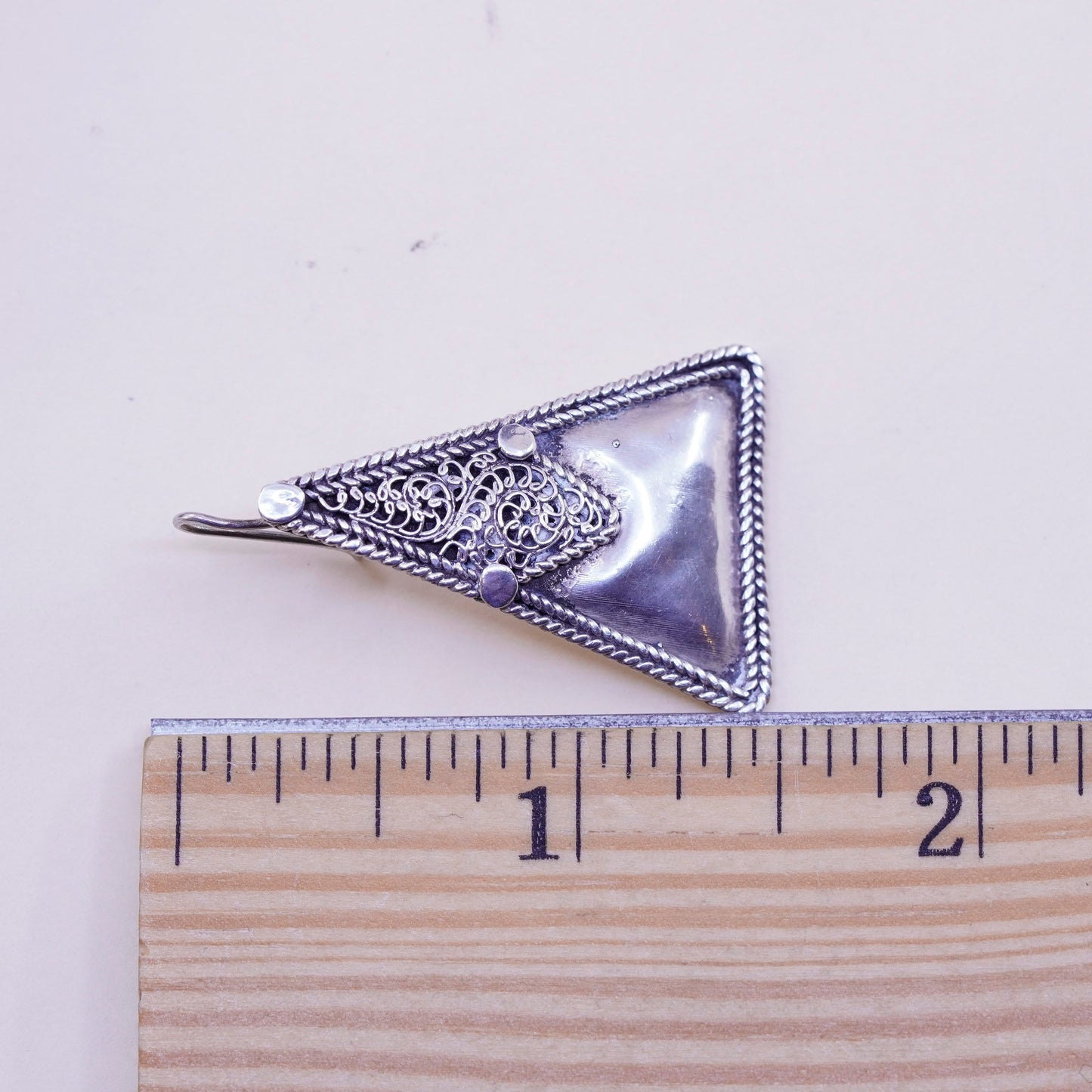 Vintage Sterling silver handmade earrings, 925 silver triangular dangles