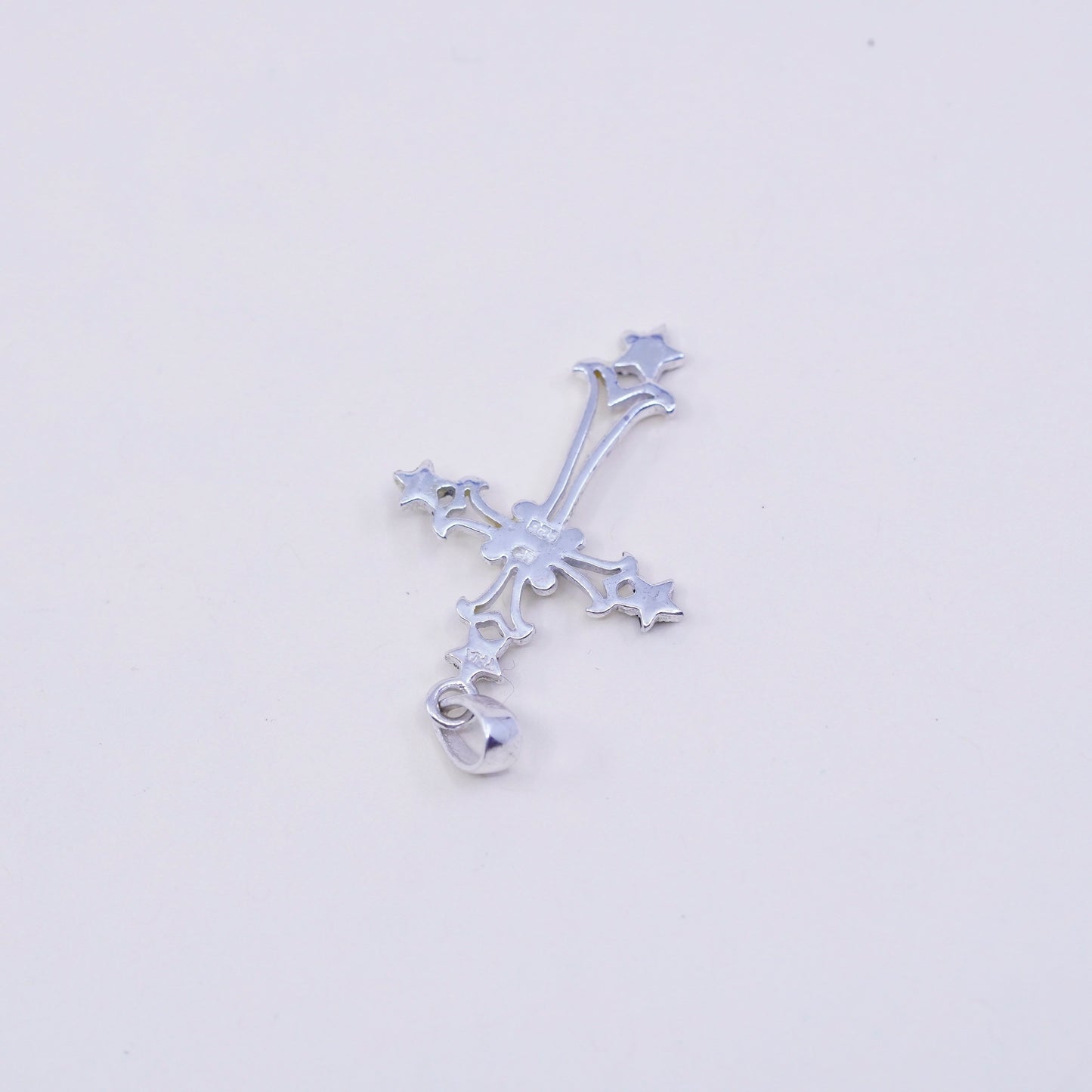 Vintage handmade sterling 925 silver cross pendant with marcasite