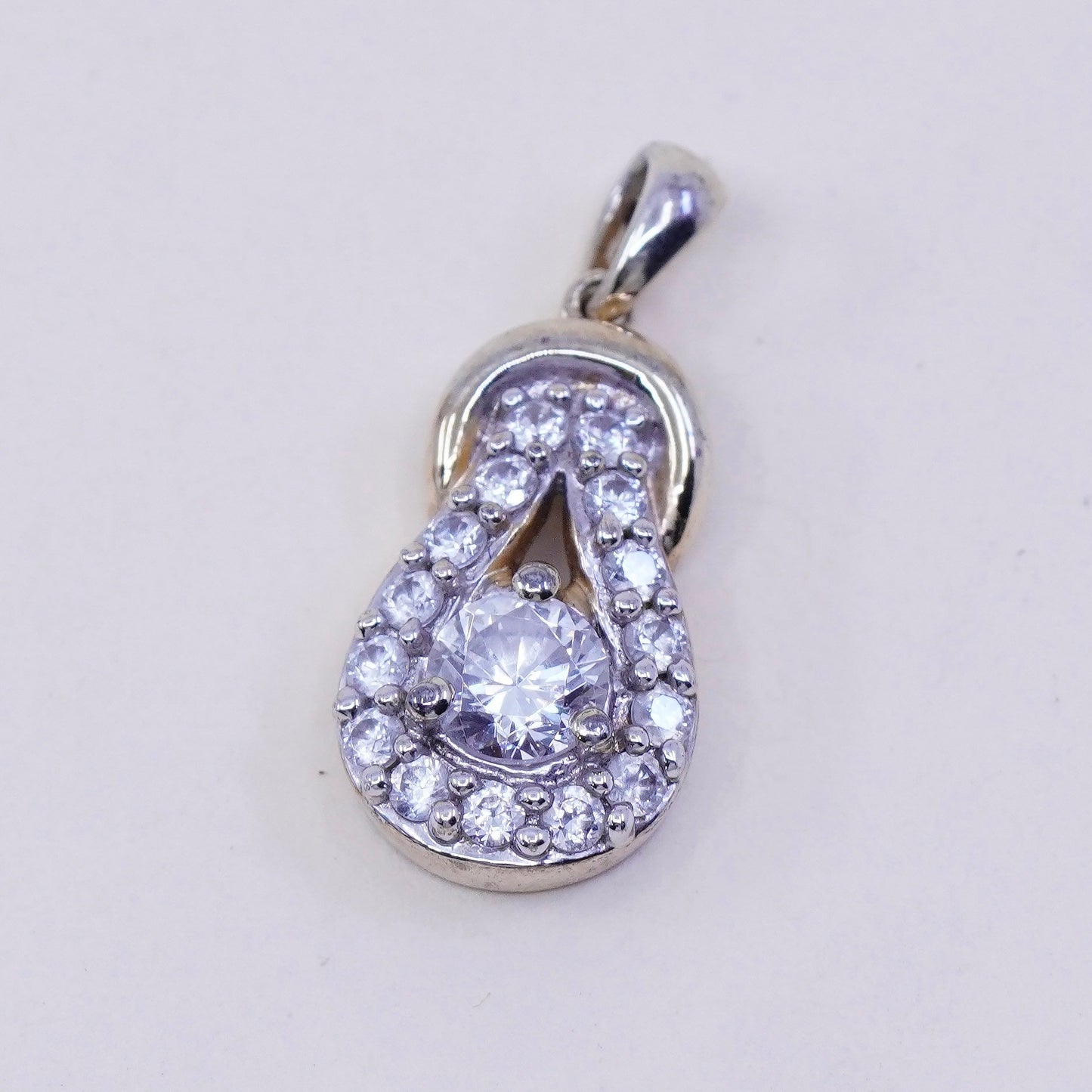 vintage vermeil Gold over Sterling 925 silver pendant with cz details