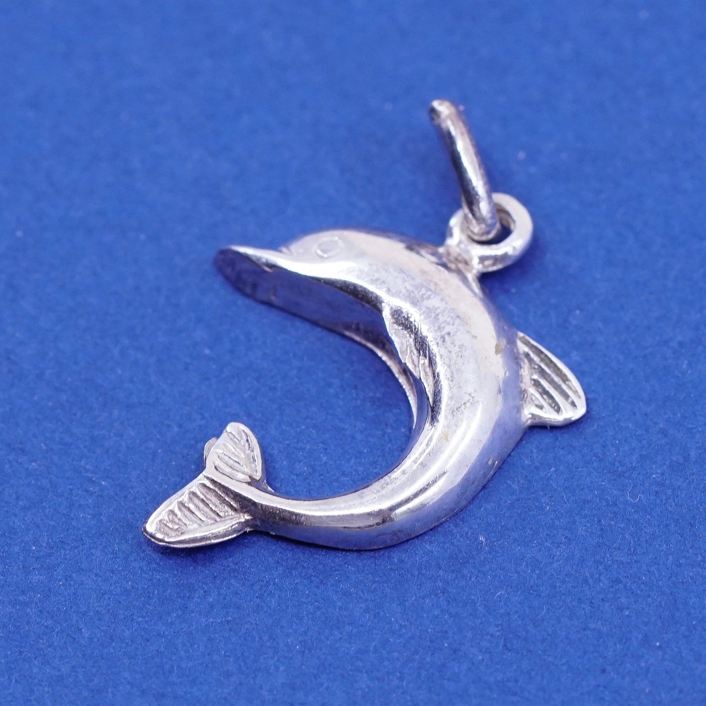 Vintage Sterling silver handmade Dolphin pendant, 925 charm