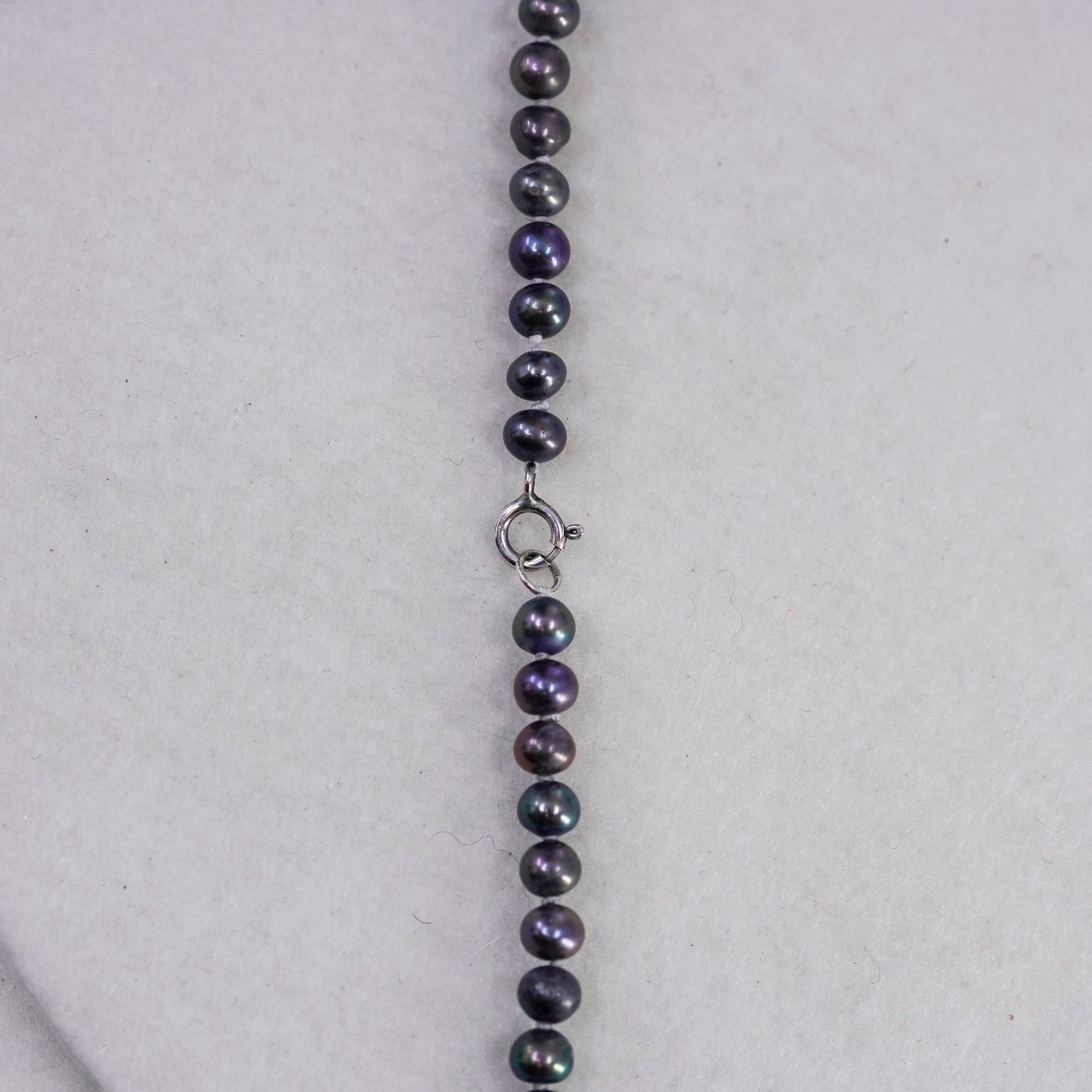 18”, vintage 5mm black pearl necklace with Sterling 925 silver clasp