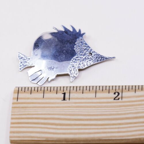 Vtg sterling silver handmade brooch, 925 Tropical Fish pin