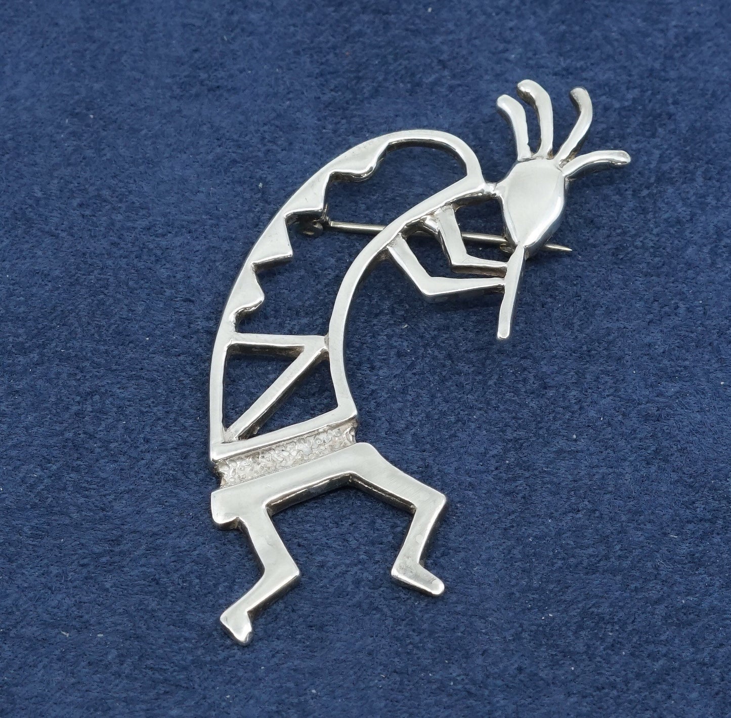 vtg Native American Sterling silver handmade pin, 925 Kokopelli brooch, Navajo
