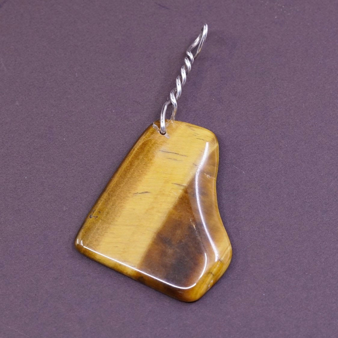 VTG Sterling silver handmade pendant, Mexico 925 w/ golden tiger eye pendant