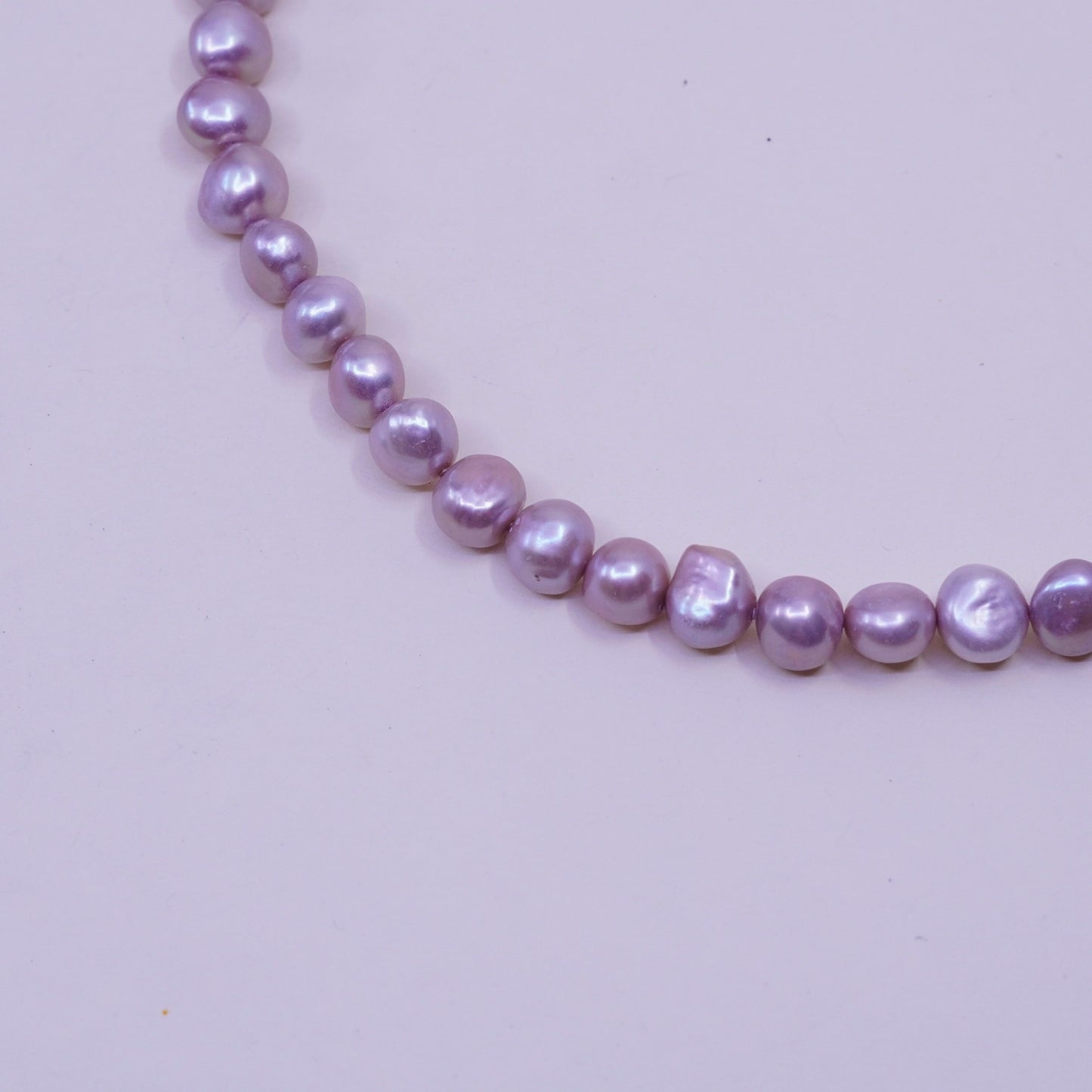 16”, Vintage freshwater pink pearl beads necklace chain w/ sterling 925 silver