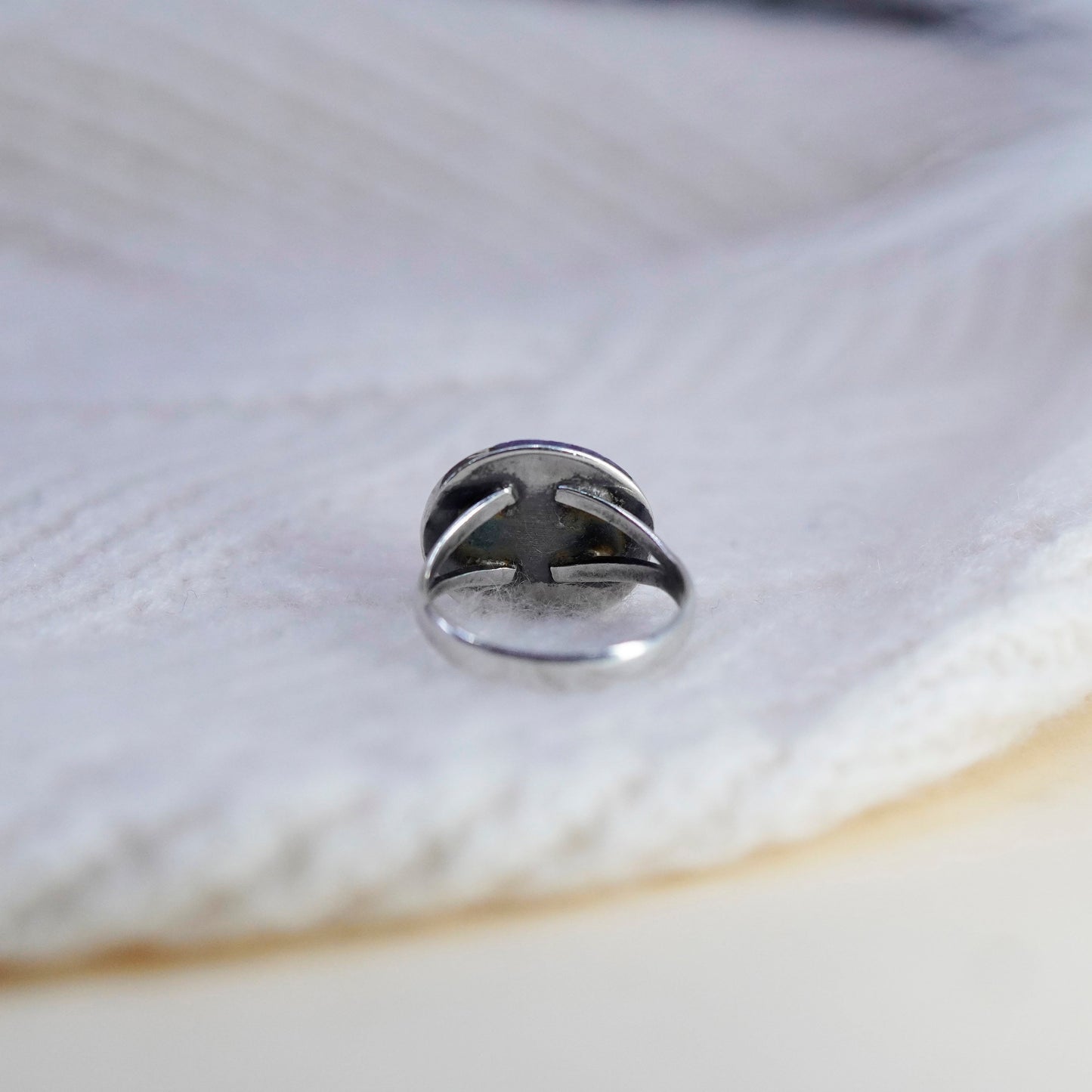 Size 8, Native American sterling 925 silver handmade ring with sodalite