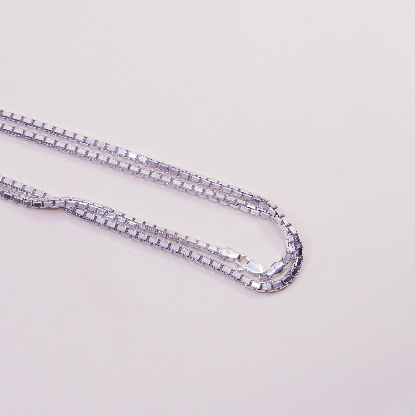 34”, sterling silver Italy 925 silver box chain, extra long sweater necklace