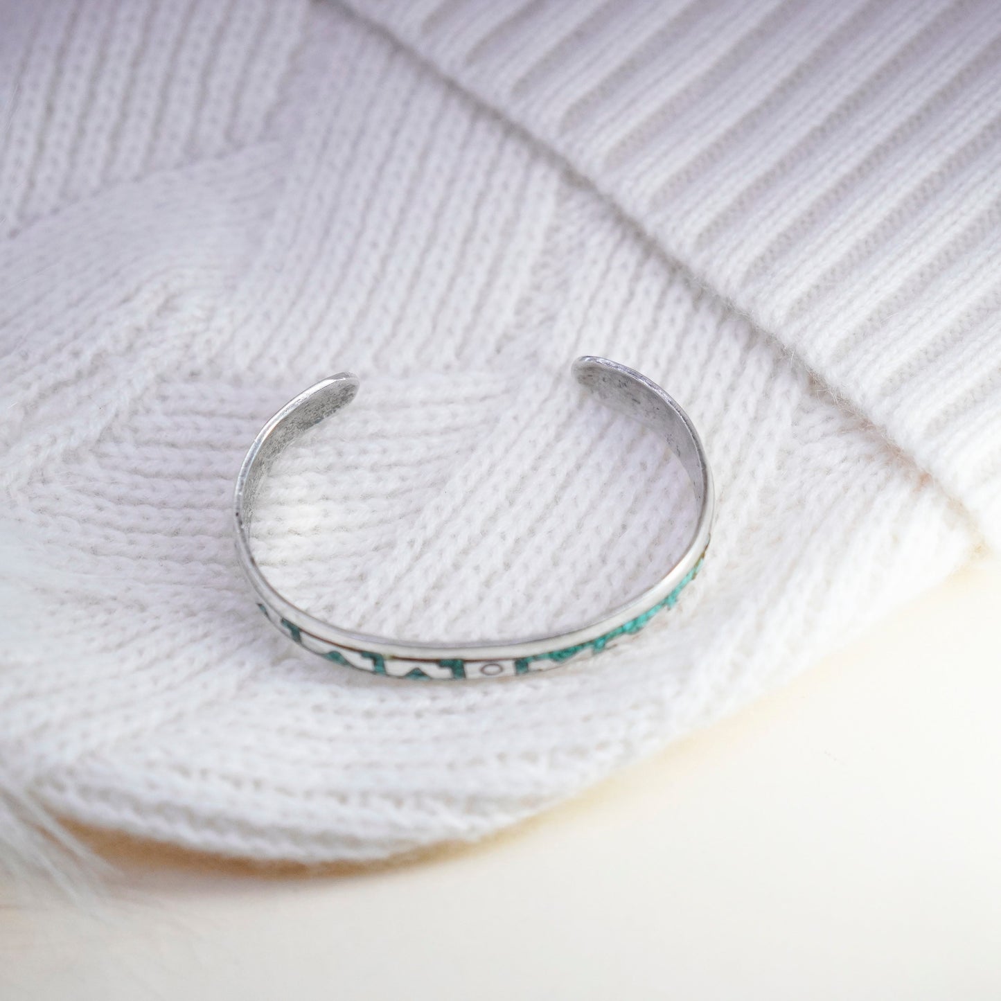 6.5”, Native American Navajo sterling silver cuff with turquoise bracelet