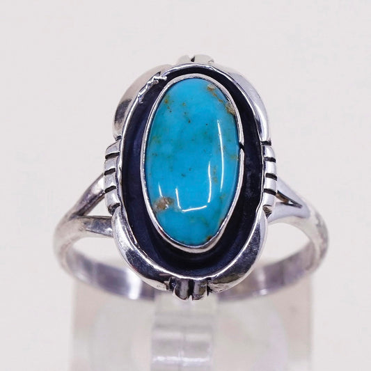 sz 8.75, navajo Leonard & Marian sterling 925 silver ring w/ Royston Turquoise