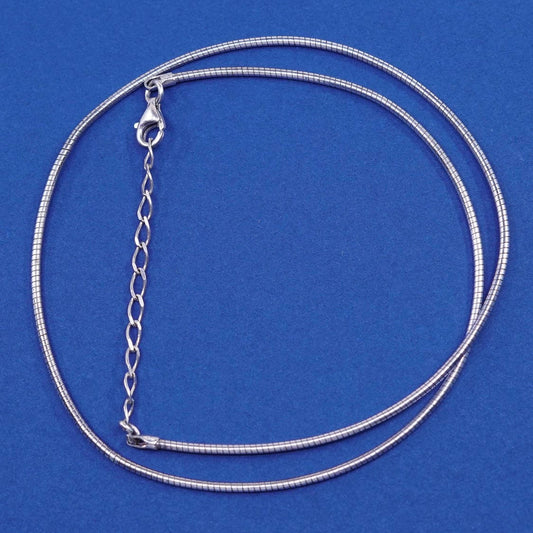 16"+2”, 1.6mm, vtg Sterling silver handmade necklace, 925 textured snake chain
