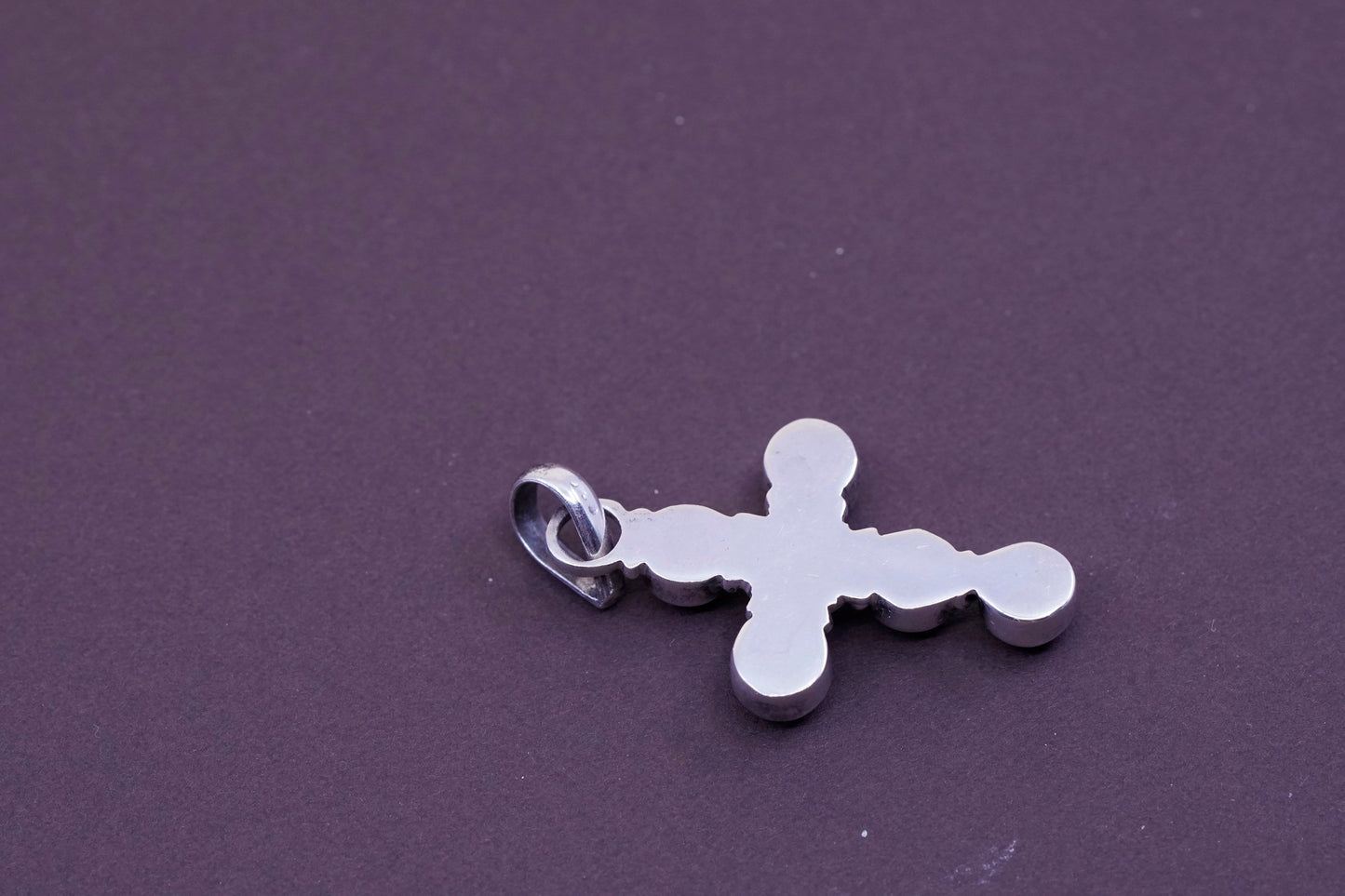 Vintage Sterling Silver Handmade Pendant, 925 cross with moonstone