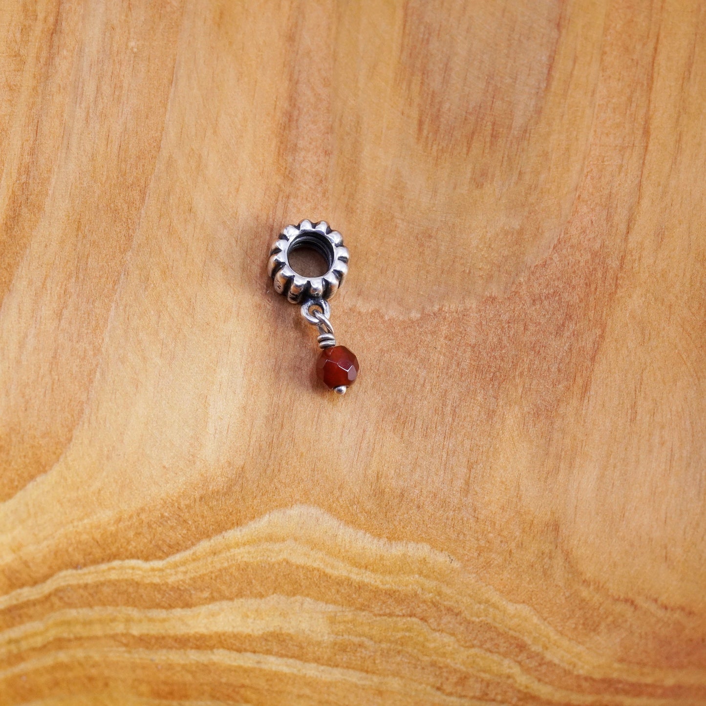Vintage ALE Sterling 925 silver handmade charm with carnelian beads
