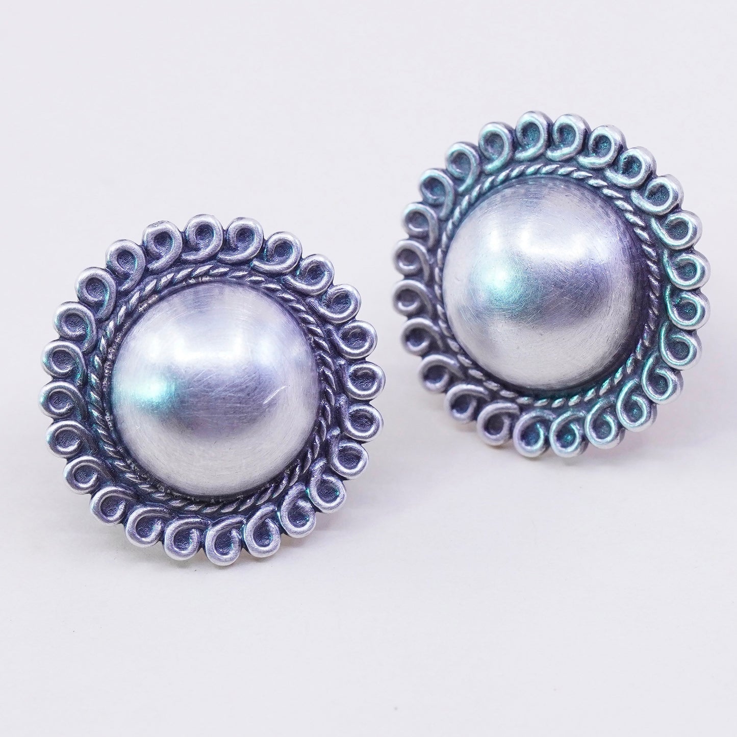Vintage Sterling silver handmade earrings, 925 screw back ball earrings