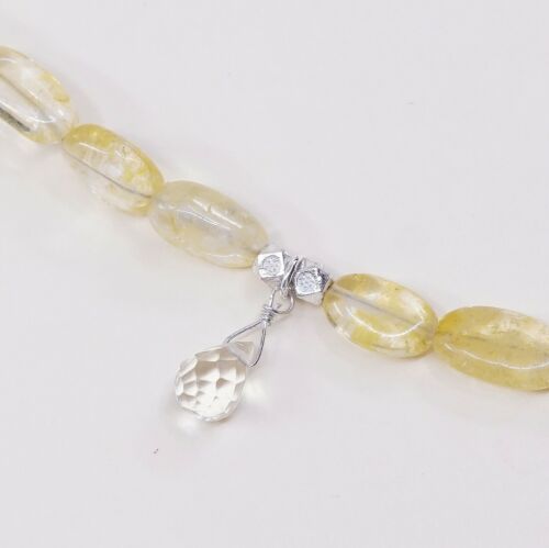 8”, Vtg Handmade Bracelet W/ Sterling 925 Silver Clasp N Citrine Beads