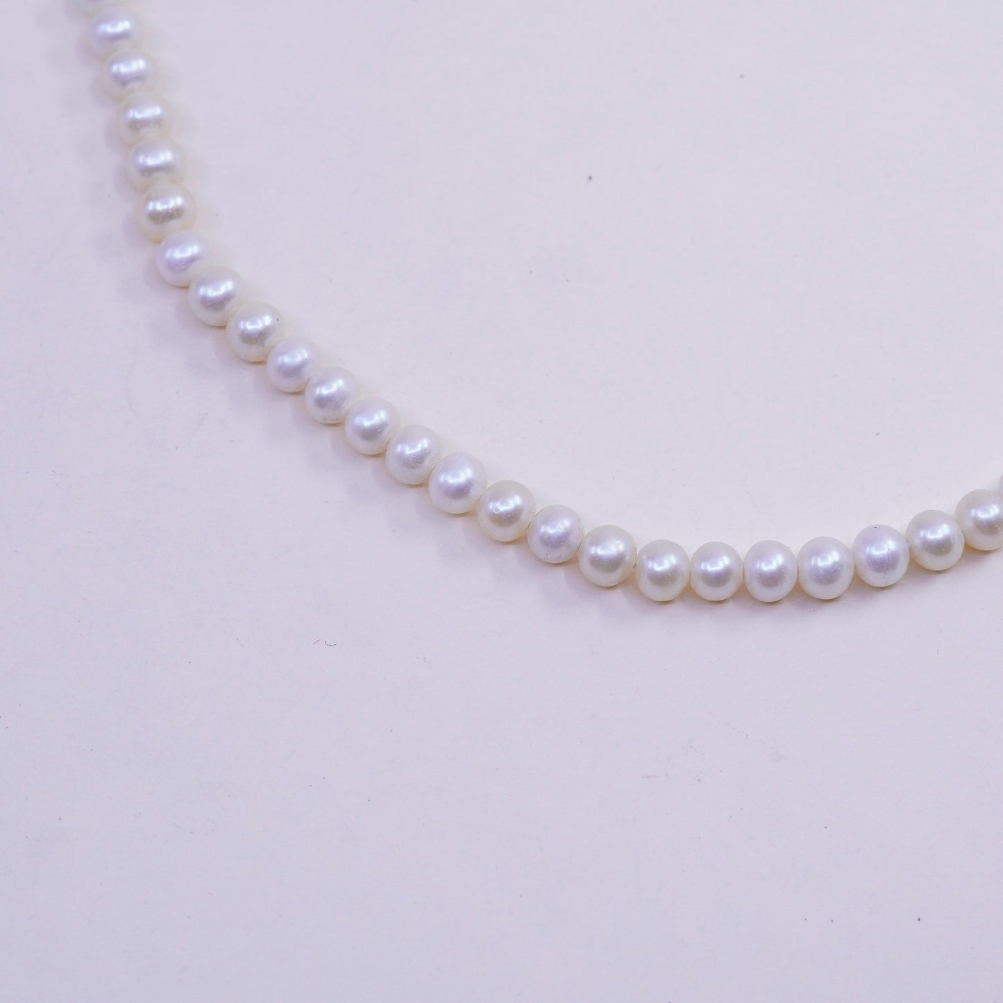 18+1”, Vintage pearl beads necklace chain with sterling 925 silver clasp