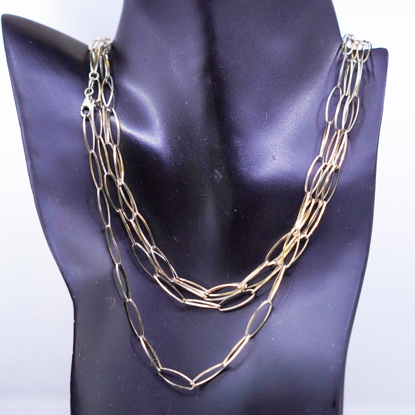 100” vintage vermeil gold over Sterling 925 silver marquise EXTRA LONG necklace