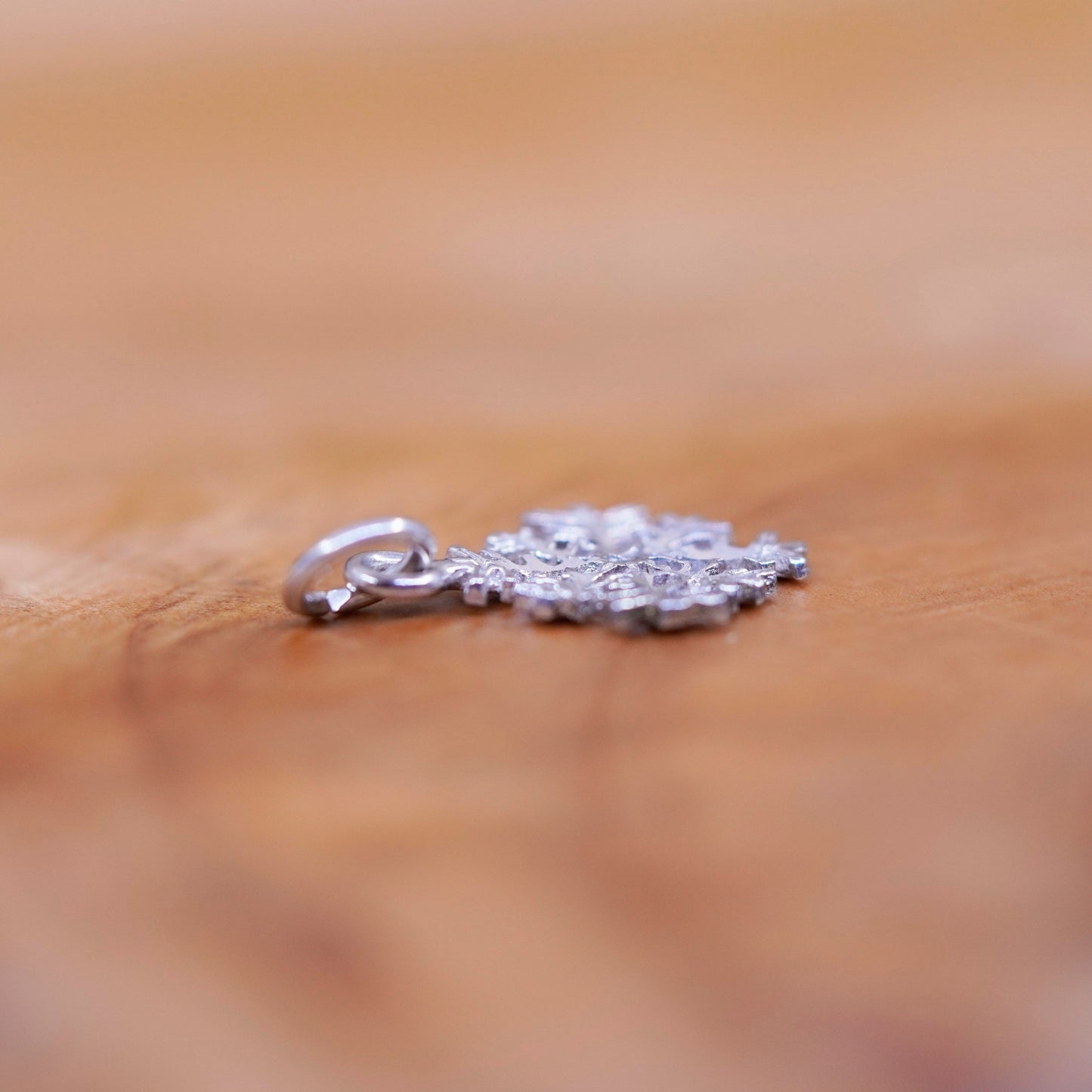 Vintage sterling 925 silver handmade snowflake charm pendant