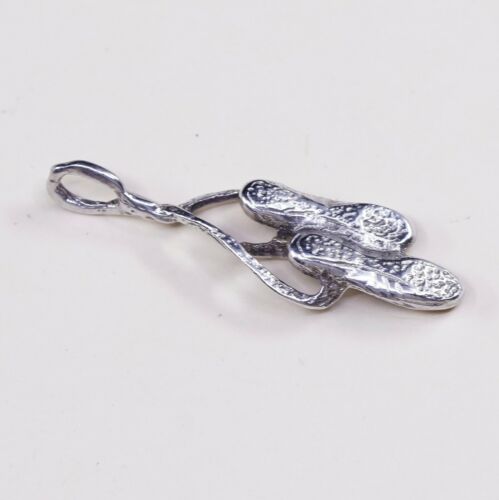 Vintage Sterling Silver Ballerina Shoes Pendant Charm, Silver Tested