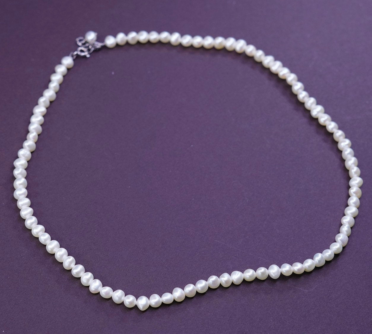 16"+1”, Sterling silver handmade necklace, 925 clasp w/ 4-5mm freshwater pearl