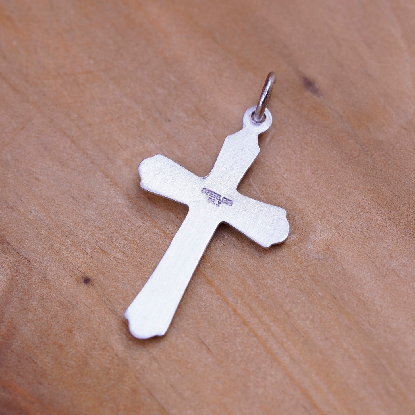 Vintage Sterling silver handmade pendant, 925 textured cross