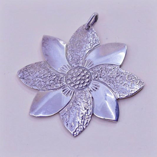 Vintage Sterling silver handmade pendant, 925 flower charm