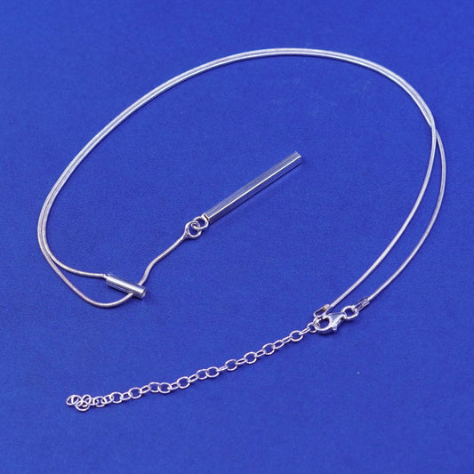 20+2”, Sterling silver handmade necklace, modern 925 snake chain long pendant