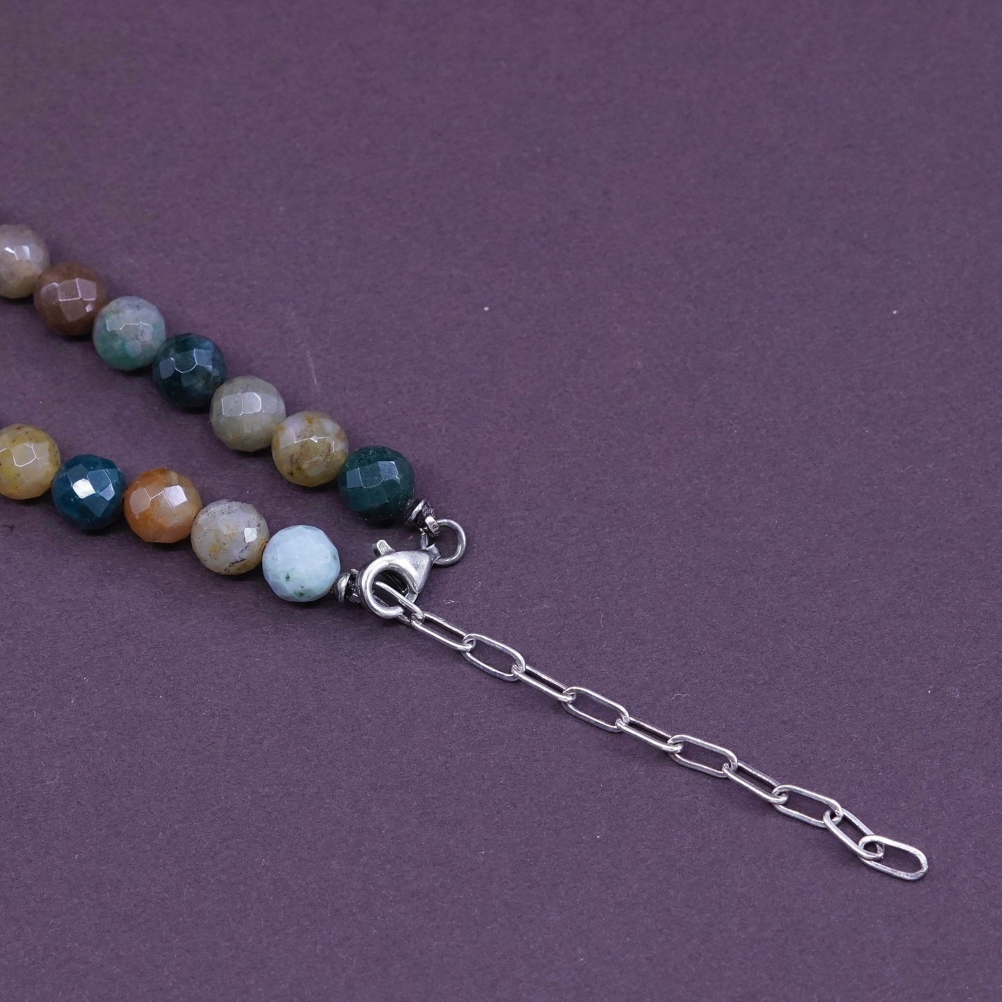 16+2”, Sterling silver necklace, 925 chain with beads N labradorite pendant