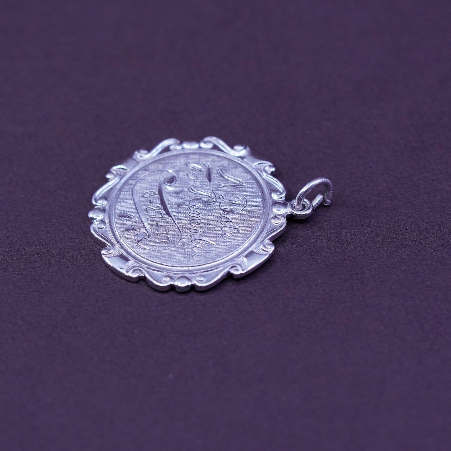 Vintage Sterling silver handmade charm, 925 pendant engraved “a day to remember